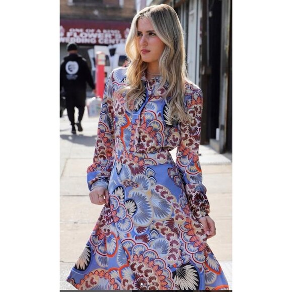 Belle XL Women's Floral Long Sleeve A-Line Dress - Picture 1 of 10